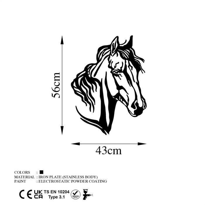 Wallity Horse 2 Escultura de Pared de Metal Negra Wallity Horse 2 Escultura de Pared de Metal Negra